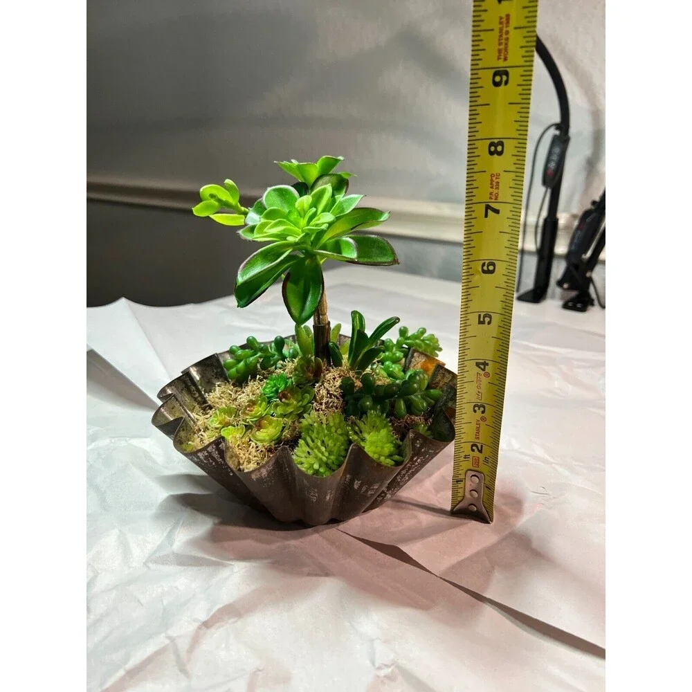 Vintage Tin with Faux Succulent